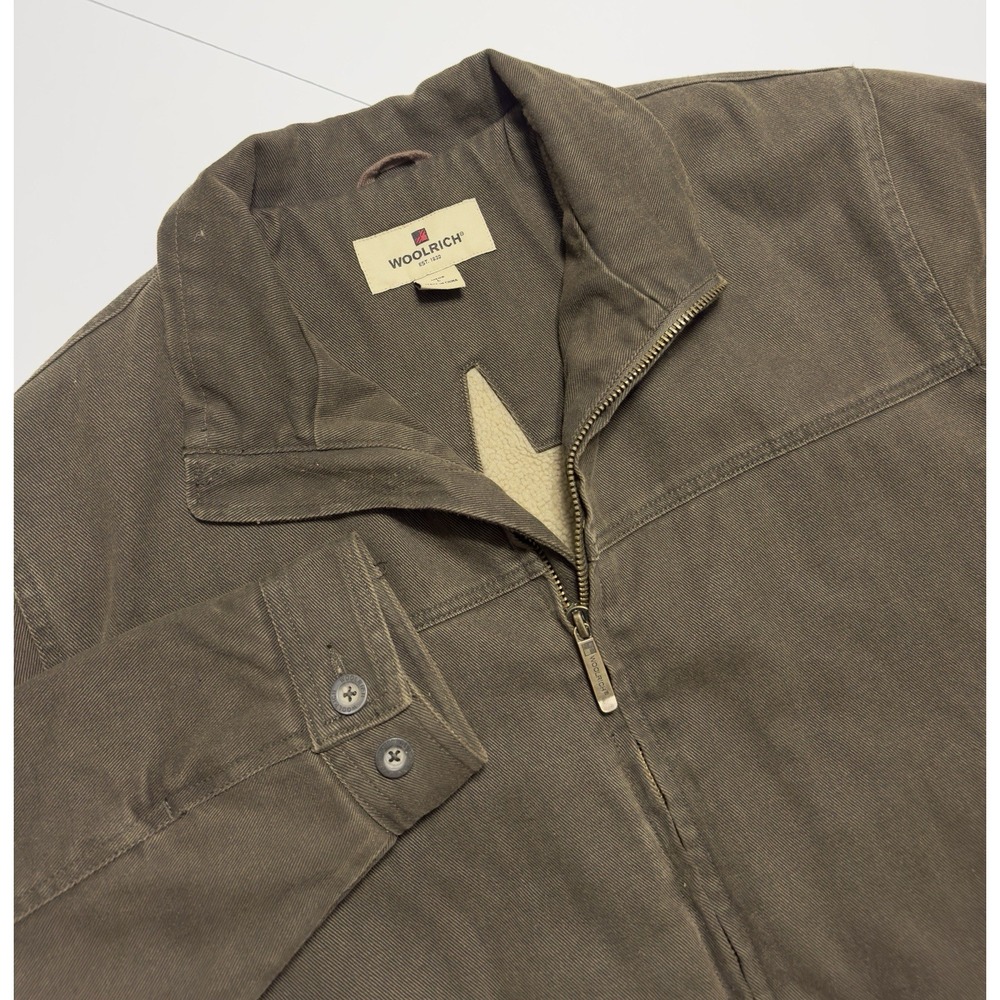 Woolrich Men's Sherpa Lined Canvas Jacket Full Zip Workwear Saddle L Chore Barn